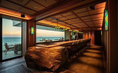  画像：オーシャンビューのダイニング